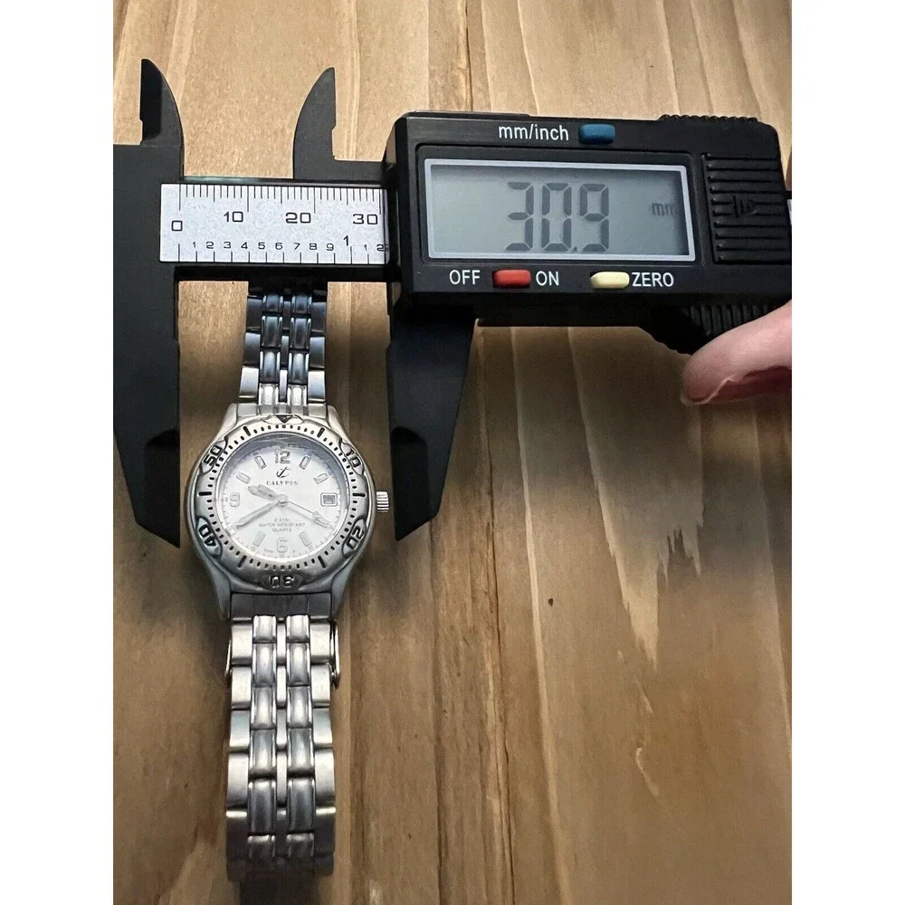 Calypso Model Collection 5030 GMT Bezel Triple Silver W Double Locking Buckle